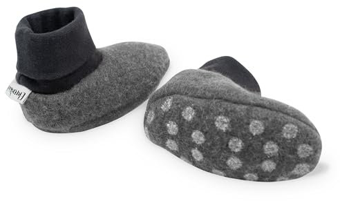 Ehrenkind® Walkschuhe | Krabbelschuhe Babys | Bio-Wolle & Bio-Baumwolle | Standard 100 by Oeko-TEX | Hellgrau 19/20 | Baby Schuhe