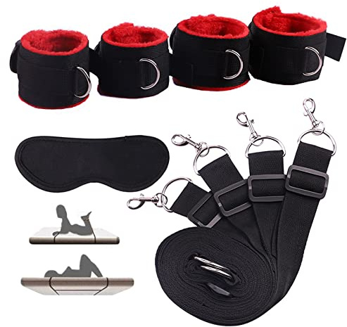 PIIKNUO BDSM Kit di Bondage, Ritenuta Sessuale per Giochi Sessuali Sotto Materasso Fetish Restensioni a Letto Regolabili Imposta Kit SM per Coppie Adulti Principiante SM Restrizioni del Letto Estreme