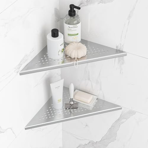 Neodrain Duschablage Edelstahl Duschablage Eingebaute Eckablage Duschkorb für Badezimmer Shampoo Halter, 2 Stück, Gebürstet