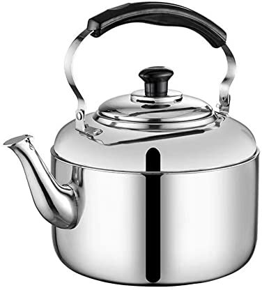 Bouilloire sifflante épaisse en acier inoxydable, théière de 4 L, 5 L, 6 L, théière à fond plat, cuisinière à gaz, bouilloire à usage général 6 L