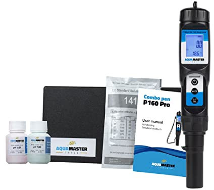 Weedness Aquamaster P160 Kombomessgerät - EC & pH-Messgerät Garten Pflanzen Wert Pooltester Teststreifen für Pool pH-Meter Messen Wassertester Digital Aquarium