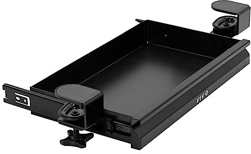 VIVO 16 inch Clamp-on Sliding Pull-out Under Table Drawer for Office Desk, Shallow Storage Organizer for Sit Stand Workstation, Black, DESK-DR2C