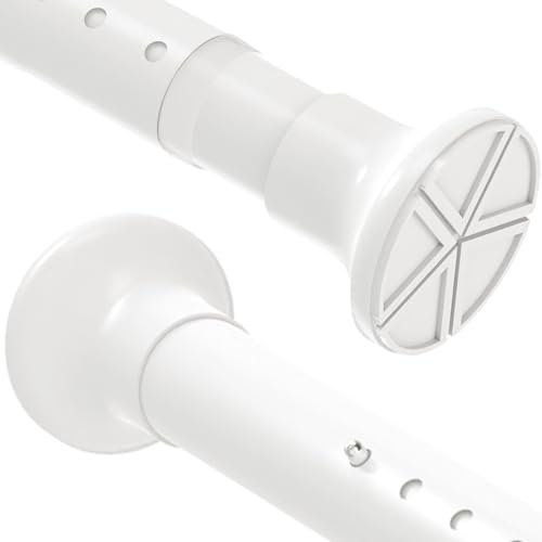 Barra de tensión para ropa, barra de cortina extensible sin taladro, barra de cortina de ducha ajustable para cortina de ducha, baño, cocina, puerta de armario (blanco, 160 cm-220 cm)
