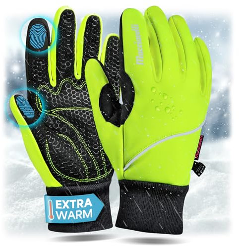 MACCIAVELLI® Fahrradhandschuhe Herren Winter - Warme Thermo Touchscreen Handschuhe für Radsport, Mountainbike und Rennrad - Winddicht, Wasserabweisend für Damen und Herren (Neon Gelbgrün, L)
