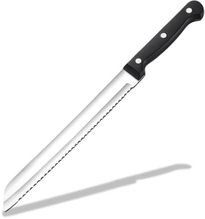 Parence.- Coltello da Pane/Coltello da Cucina in Acciaio Inox con Bordo Seghettato e Manico Ergonomico -20 cm, Colori Assortiti