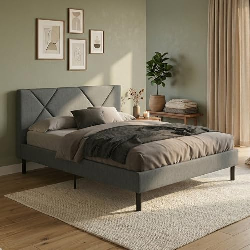 Dmora - Letto alla francese Calitri, Sommier per camera da letto, Giroletto per stanza, Struttura porta materasso, Adatto a materasso Cm 140x190, Grigio
