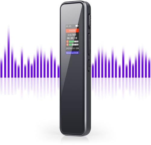 64GB Digital Voice Recorder with 1536kbps HD Voice Activation, Noise Reduction, and Automatic Recording Split - Includes MP3 Player | Perfect for Interviews, Classes, and Meetings