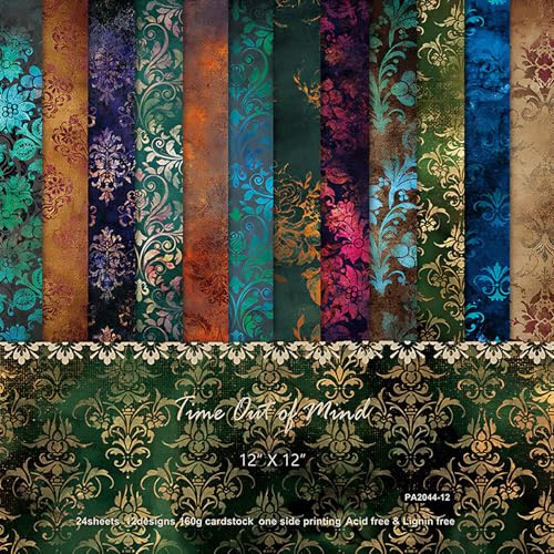 24 Sheets Vintage Scrapbooking Paper, 12x12 Inch Single-Sided Pattern Decorative Background Cardstock Paper for DIY Art Card Making Scrapbook Photo Album Decor Gift Decoration