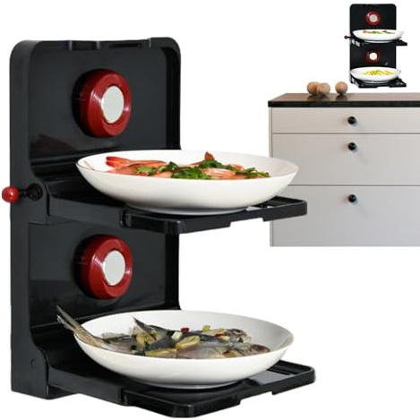 Tuxxjzm Bandejas de preparación de alimentos de cocina montadas en la pared – Estante de almacenamiento de platos de cocina con | Estación de almacenamiento de verduras multifuncional sin