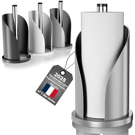 Porta-Rouleaux en Acier Inoxydable, Porta-Papier Toilette, Organisateur de Tissu de Salle de Bain indépendant, Porta-Rouleaux, Distributeur de Serviettes en Papier (Gris A)