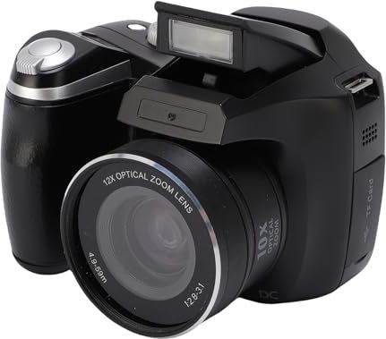 Jectse DSLR -Kamera, 4K 60 M Spegelfri Kamera, 12x Optical CMOS 6x Digital Zoom, 4K Videokamera, Foto och Video, Vlogging, Innehållsskapare, Svart (Svart)