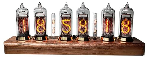 Reloj vintage Nixie Tube con pantalla luminosa, LCD a color de 6 bits, función de foto digital, 10 niveles de brillo ajustables para decoración del hogar y el escritorio