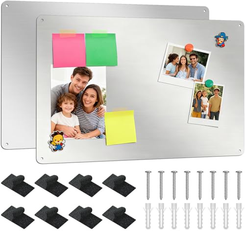 ECHOBUY 2 Pcs Tablero Magnética Pared, Pizarra Magnetica, Tablero Magnetico para Imanes Pared, Pantalla Magnética para Poner Imanes 30x43cm, Plateado