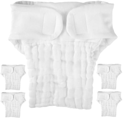 MUELODSIC Pañales Reutilizables para Bebés Talla S 5 Piezas de Algodón Transpirable Absorbentes y Lavables Pañales de Tela Suaves para Recién Nacidos de 0-3 Meses Uso Diario Dormir
