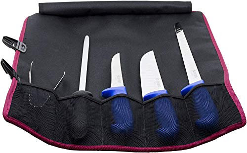 BRICOMIRAS Set DE Cuchillos JAMONEROS Profesional, Incluye Manta/Estuche para TRANSPORTARLOS, 3 Cuchillos + 1 CHAIRA + 1 Pinza
