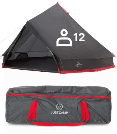 Justcamp Bell 12 Tipi Tente de Camping familiale, 12 Personnes, Tente Pyramide