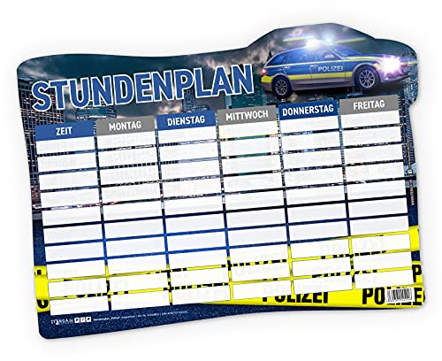 itenga Stundenplan DIN A4 magnetisch Motiv Polizei 31x22,5cm abwischbar z.B. für den Kühlschrank