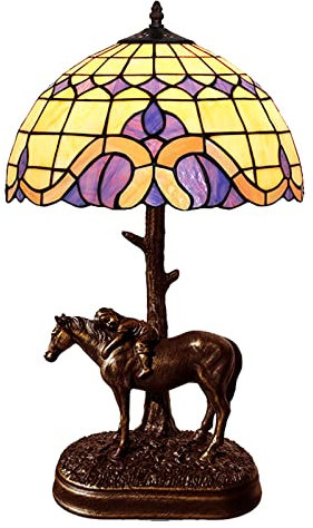 CAPXXIN 12 Inch Baroque Table Lamp Tiffany Style Stained Glass Bedside Night Lights Antique Base Desk Reading Lights for Bedroom Living Room Cafe,copper needed