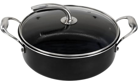 Vasconia Urban 3.5-Quart Casserole With Lid for Most Stovetops - Heat Resistant up to 475°F Aluminum Cooking Pots With Lids - Mexican Casserole Cookware for Lasagna, Pot Roast, Soup, and Sauce (Black)