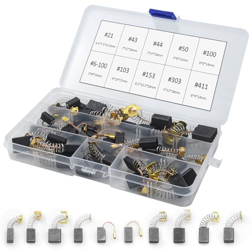Lot de 40 balais de charbon de rechange pour outil électrique - Avec 10 tailles - Peut être réalisé - Brosse en carbone de rechange