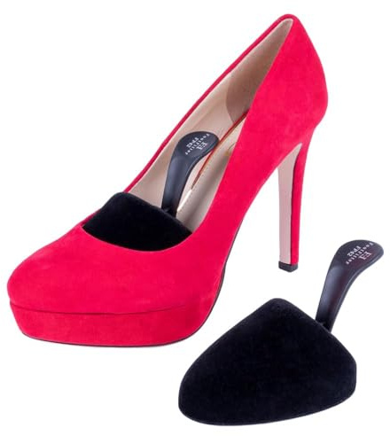 FootFitter Árbol de zapatos de espuma con asa para zapatos de tacón alto para mujer, punta redonda para viajes, zapatos de tacón alto (uno o tres pares), Negro -, 3 PACK Round Toe Trees (Size 5-8)