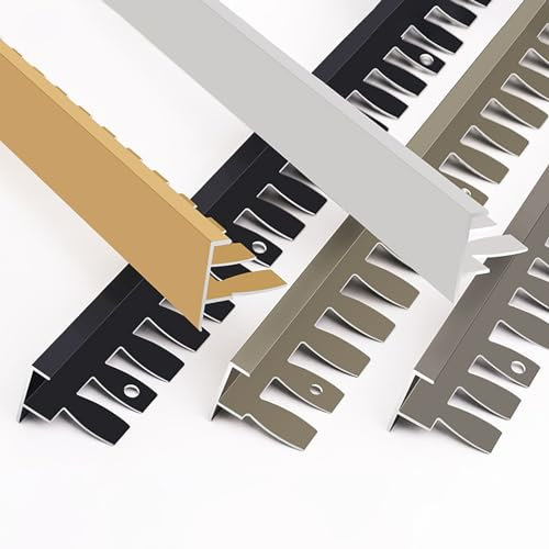 Raouoae Tiras De Baldosas De 135cm X 2 Piezas, Perfil De Unión En F Para Baldosas De Cerámica, Ideal Para Suelos Y Paneles Decorativos(Black,S)