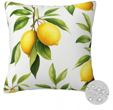 2er Set Kissenbezug 40x40 cm Outdoor Kissenhülle Wasserdichte Sofakissen Zitrone Gedruckte dekokissen Vegetativ Couch Kissen Outdoorkissen für Sofa Balkon Terrasse Garten Bauernhause Dekorativ -FS142