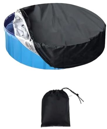 Round Swimming Dog Pool Cover - Foldable UV Resistant Accessories for Paddling Pool for kids, Dustproof Waterproof Scratch-Proof Hot Tubs Cover, Garden Outdoor Plastic Inflatable Tubs Lid