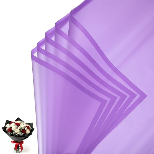 PATIKIL 20 Sheets Flower Wrapping Paper, Frosted Waterproof Bouquet Wrapping Paper Florist Supplies Packaging Paper for DIY Crafts Wedding Birthday Gift, Lilac Purple
