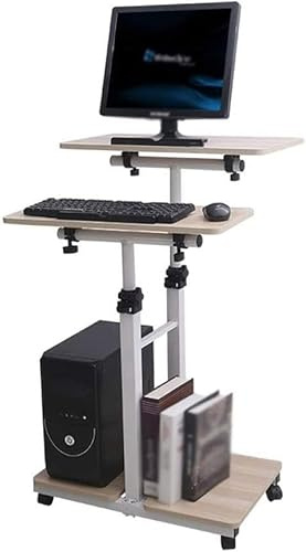 SaryEdge Escritorio para computadora portátil, Carrito con Ruedas y Altura Ajustable para Trabajar Sentado o de pie, estación de Trabajo multifunción(