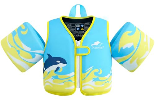 Gogokids Kids Swim Vest Arm Bands, Toddlers Swimming Float Jacket with Two Armbands Children Swimming Buoyancy Flotation for 2-6 Years/10-30 KG Perfect for Pool, Swim Lesson, Beach and Water Party