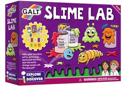 Galt Slime Lab – Explore & Discover Science Kit with 7 Fun, Colourful Experiments for Kids – National Curriculum STEM Toys with Glow in the Dark Slime Kit, Educational Toys for 5+ Year Olds
