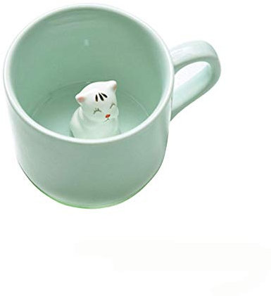 BigNoseDeer Kaffee-Milch-Tee-Keramik-Becher - 3D Tier-Morgen-Schale beste Geschenk Für Morgengetränk und Hochzeiten, Geburtstage, Vatertag (Katze)
