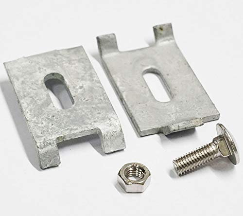 Gittermattenverbinder Set flache Form 50 Stück, Farbe verzinkt (silberfarben) Zaunzubehör, Doppelstabmattenverbinder, Eckverbinder, Mattenverbinder, Doppelstabmatten-Verbinder