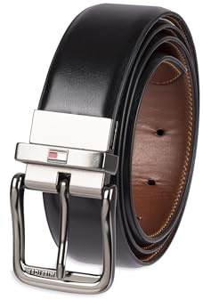 Tommy Hilfiger Reversible Belt, Black/Deep Tan, Large (38-40)