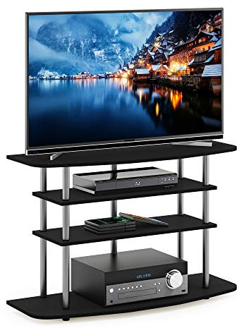Furinno Frans Turn-N-Tube Supporto TV a 4 ripiani per TV fino a 46, rovere nero