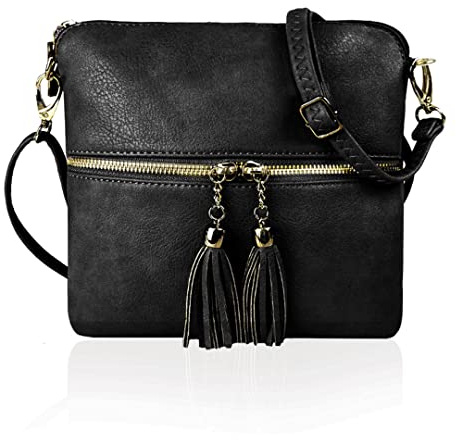 Woodland Leathers Crossbody Bag, Faux Leather Small Shoulder Bag With Adjustable Strap, Women's Messenger Bag (Black)
