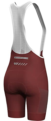 Lo.gas Fahrradhose Damen Gepolstert Mit TräGer Fahrrad TräGerhose Damen Bib Shorts Fahrradhose Schnell Trocknende StoßFeste Fahrradunterhose Mit 4d Polster Tasche Burgund L