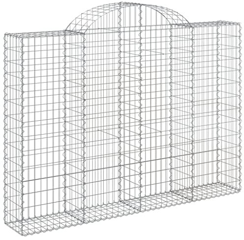 vidaXL Panier de Gabions Arqué Cage à Gabion Mur de Gabion Panier à Pierre Gabion pour Pierre Jardin Patio Extérieur 200x30x140/160 cm Fer Galvanisé