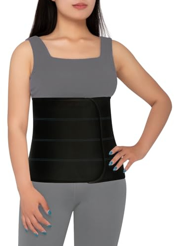S Abdominal Binder Post Surgery for Men and Women, 12 High Postpartum Tummy Tuck Belt Provides Bariatric Stomach Compression, High Elasticity, Breathable - (30 - 45) 4 PANEL Black