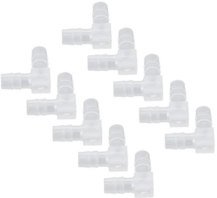 KIMISS 10 Pezzi Raccordi in Plastica con Innesto per Tubo a Gomito a 90 Gradi, Adattatore con Giunto Spinato Uguale a Forma di L per Acquario, Sfiato Batteria per Auto 8 Mm,