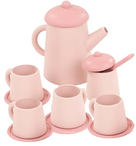 Götz 3403562 Tee-Set aus Silikon lebensmittelecht für Puppen & Kinder - Zubehör zum Spielen für die Tea-Time - 13-teilig