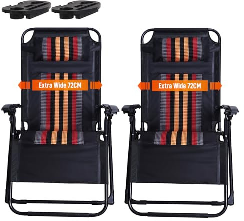 Outdoor Faltbare Zero Gravity Sonnenliege Stuhl mit Getränkehalter Wetterfest Verstellbar 170° Relaxliege Extra Groß Liegestuhl Leicht und Faltbar Gartenliege (Gelb)