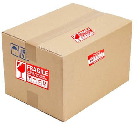 150 Feuilles Etiquettes D'avertissement Fragile, Autocollants Fragiles Poignée, Autocollant Rouge D'avertissement Fragile, Etiquettes D'avertissement avec Inscription en Anglais (15×9CM, 5×9CM)