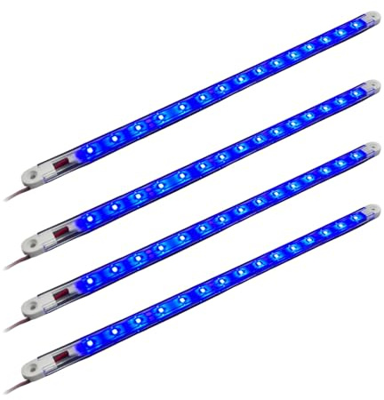 Vcanuplms LED Boat Interior Lights, 11.8 Inch Blue Colour Marine Strip Light, IP67 Waterproof Ambient Lamp for Yacht Fishing Pontoon Boat, 4 Pcs