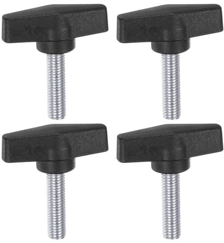 QUARKZMAN 4 Stück Rändelschrauben mit T Flügelknöpfe M10 x 30mm Kunststoff T-Kopf Kohlenstoffstahl 55mm Gewindebolzen Klemmschraube Flügelschraube Haltegriffe Klemmknopf für Maschine