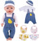 JSTHHTT Kleidung Outfits für Baby Puppen, 14–18 Zoll Puppenkleidung, Overall, 7 Stück Babypuppenkleidung, Geschenk für Kinder Mädchen Jungen (Dunkelblau)