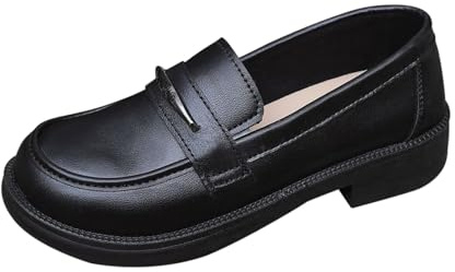Mary Jane Mujeres Boca Poco Profundo Cuadrado Puntera Mocasines Zapatos de Barco Cuero Tacón Bajo Zapatos de Ballet Elegante y Elegante para Oficina Trabajo, Le Noir, 38 EU