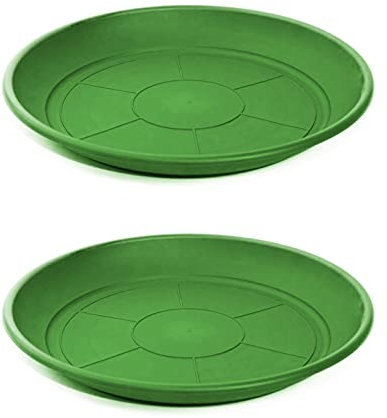 Acan Tradineur Lot de 2 soucoupes rondes en plastique pour pots de fleurs de 50/60 cm Méditerranée Vert