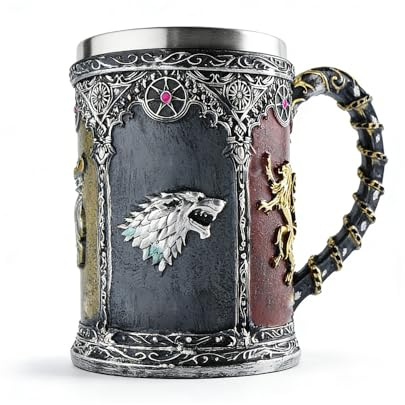SGZIOO Medeltida ölmugg, 600 ml medeltida mugg, ölmugg för kaffe/drycker/juice, present till män, fars dag gåva